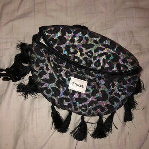 Leopard Print Holographic Fanny Pack with Tassels